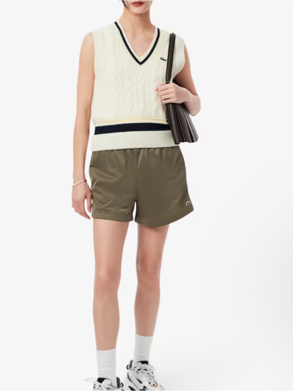 Lacoste Women's Satin Jersey Pointelle
Stripe Shorts